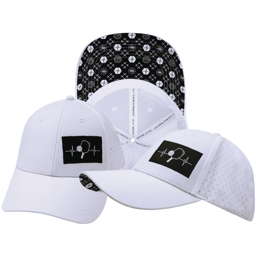 Pickleball Hat - Low Profile - Ponytail - White - Laser Mesh