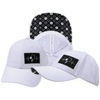 Pickleball Hat - Low Profile - Ponytail - White - Laser Mesh
