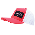 Pickleball Hat - Trucker Hat - Neon Peach / White - Laser Mesh