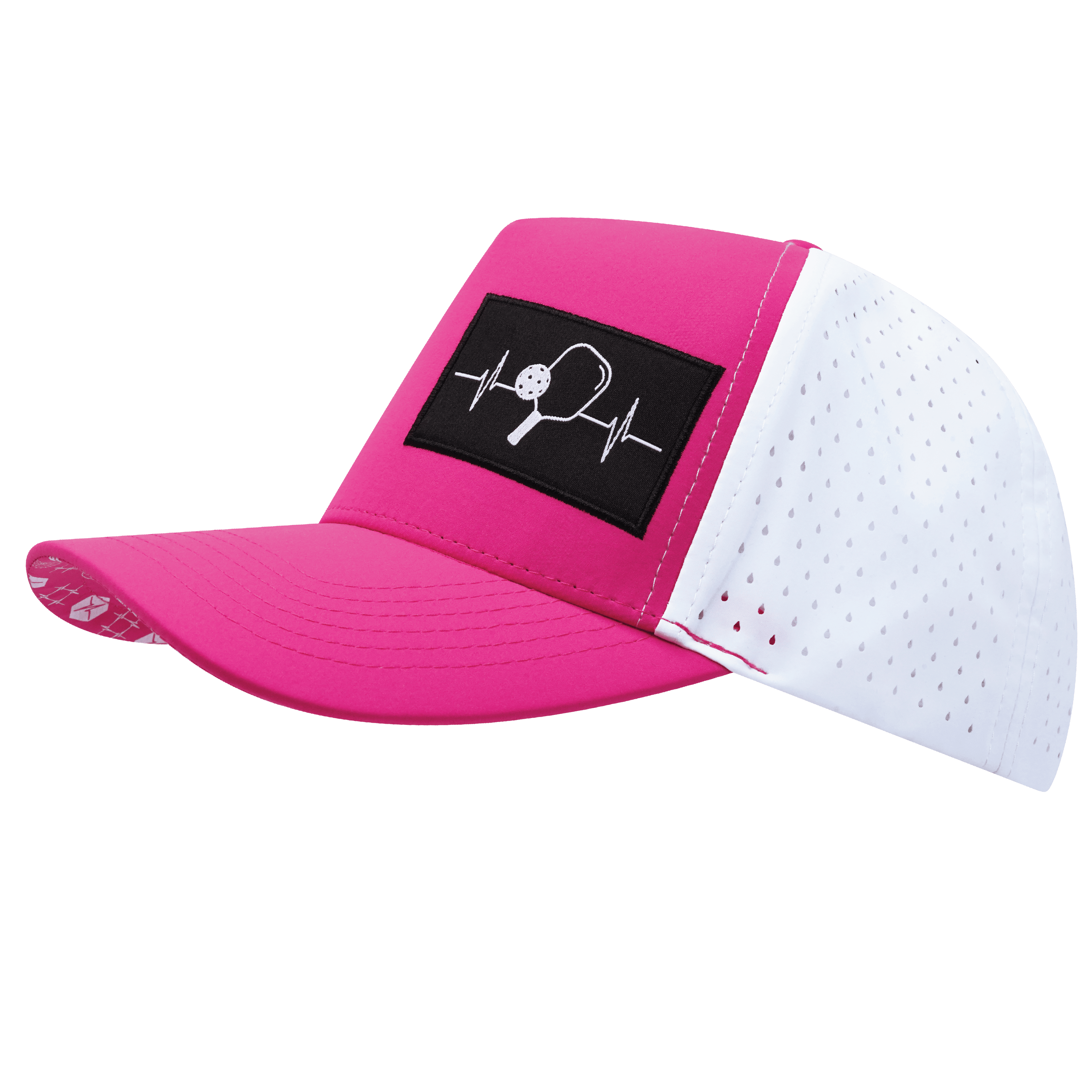 Pickleball Hat - Trucker Hat - Neon Pink / White - Laser Mesh