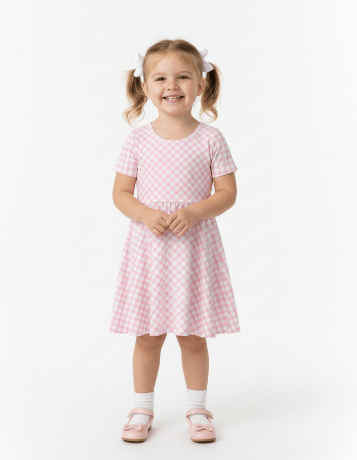 Blush Picnic - Girls Short Sleeve Bamboo Twirl Dress