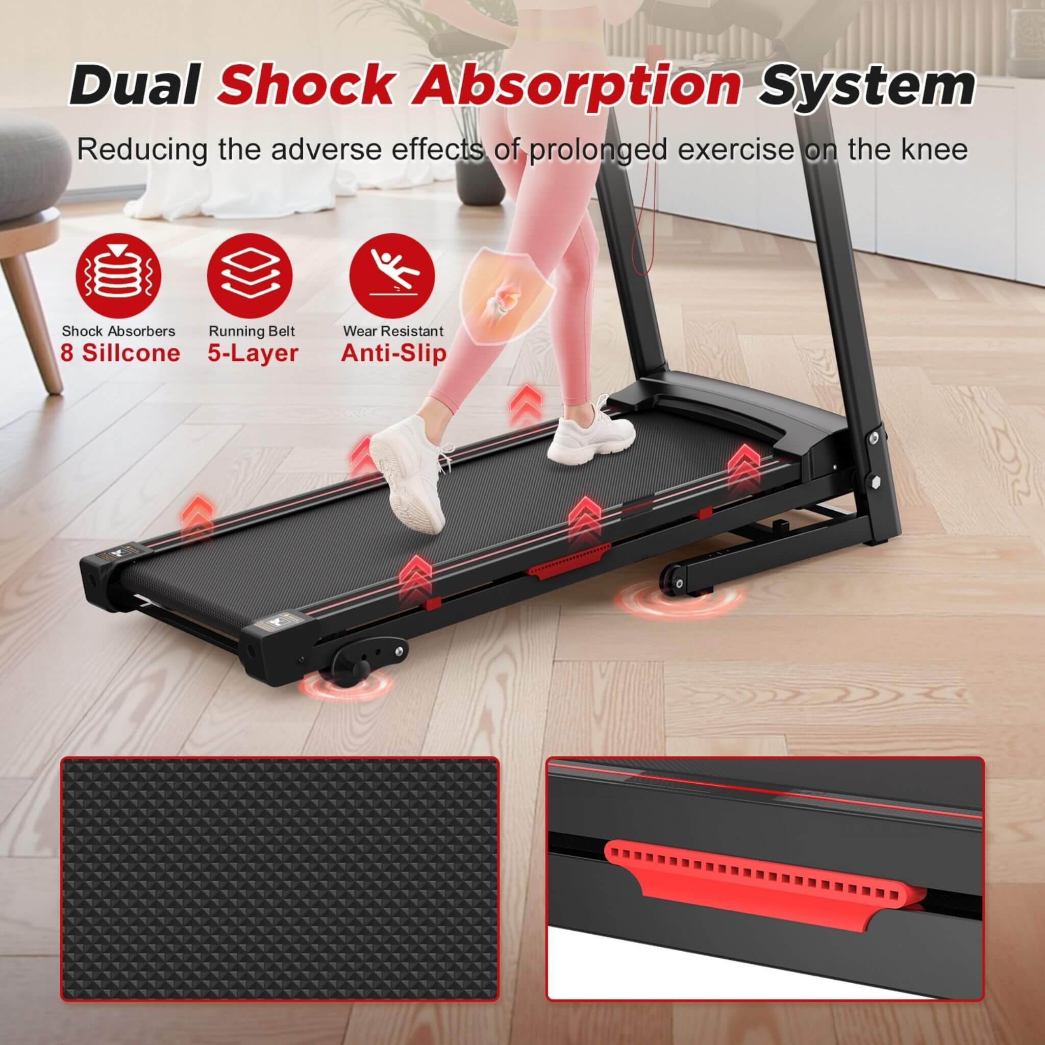 Rovix Portable 3.5HP Space Saving Folding Treadmill W/ Incline & 12 Preset Programs (SAK29735)