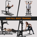 Rovix Power Tower Heavy-Duty Multi-Functional Dip Station With Bench, Pull Up Bar, And Adjustable Height For Home Gyms (SAK64327)
