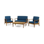 Alora Premium 4-Piece Wooden Outdoor Patio Conversation Seating Set With Cushions (SAK31469)