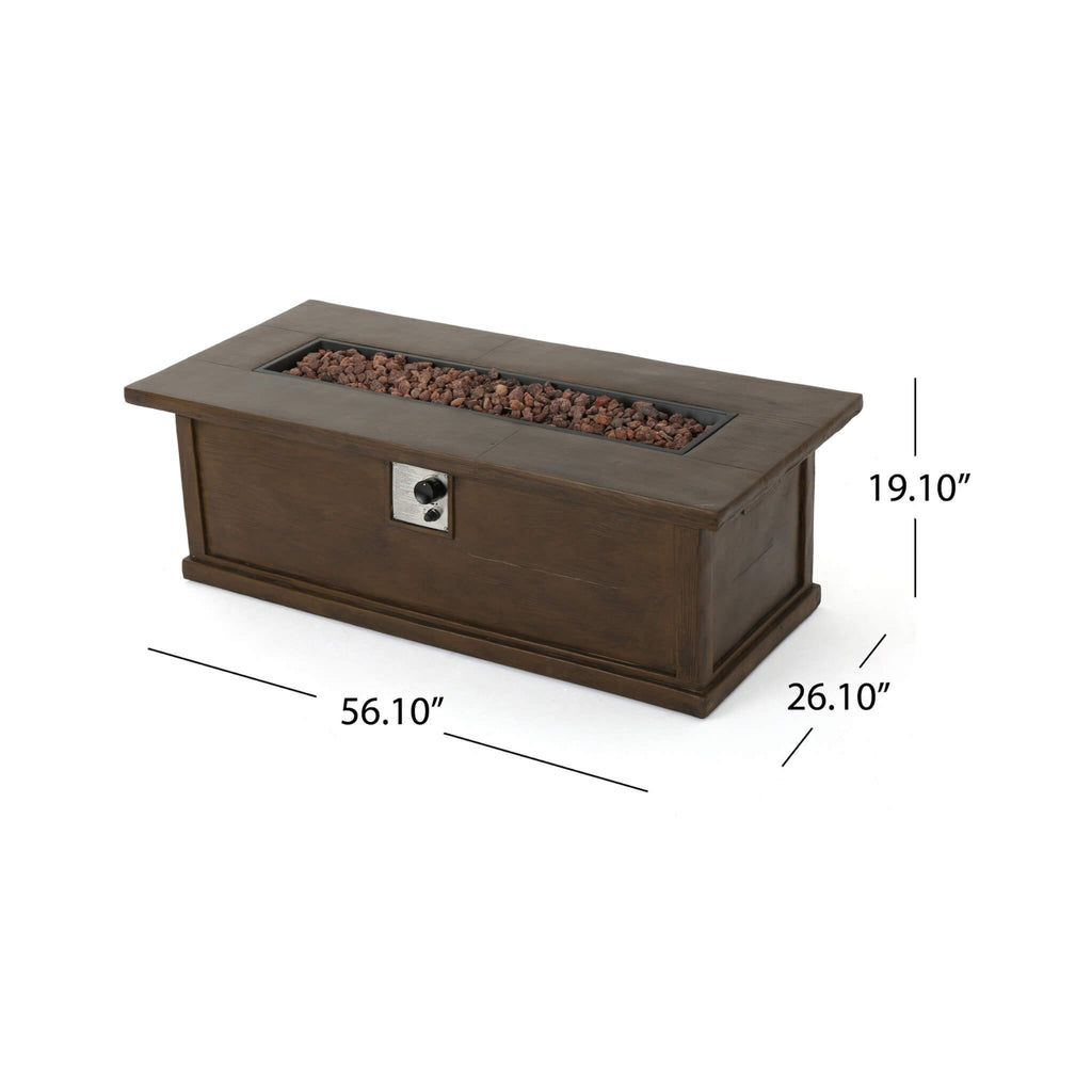 Alora Premium 56" Transitional Rectangular Outdoor Propane Gas Fire Pit Table, 50K BTU (SAK25790)