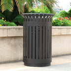 Premium Heavy-Duty Extra Large Outdoor Commercial Metal Slat Garbage Trash Can (SAK48591)
