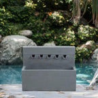Premium Outdoor Contemporary Modern Rectanglar Decorative Water Fountain, Gray (SAK09215)