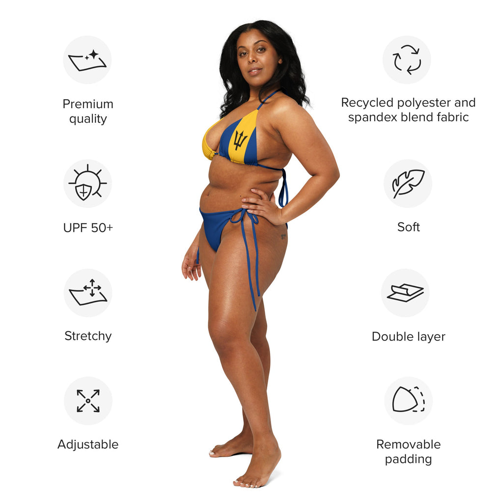 Barbados Flag All-Over Print Recycled String Bikini
