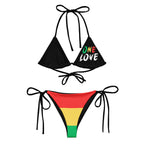 One Love Reggae All Over Print Recycled String Bikini