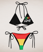 One Love Reggae All Over Print Recycled String Bikini
