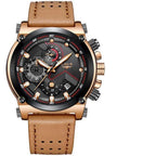 Men's Waterproof Modern Watch With Leather Belts, Stainless Steel Case Excellent Look Perfect Gift