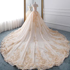 Luxury Sparkly Beading Pearls Wedding Gown EDL78
