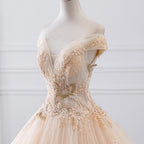 Luxury Sparkly Beading Pearls Wedding Gown EDL78