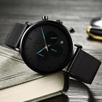 Men's Elegant Waterproof  Watch With Chronometers And Color Hands Unique Design Excellent Look