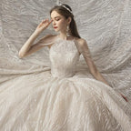 Luxurious Shiny Wedding Gown with Crystal Lace EDW234