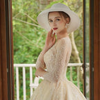 A-Line Luxury Appliques Beaded Wedding Gown