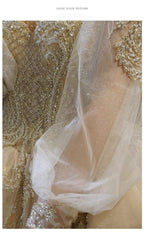 Luxury Court Train Wedding Gown with long sleeves EDW260