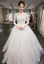 Luxury Wedding Dress Backless with Pearl Beads