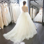 Luxury Wedding Dress Backless with Pearl Beads