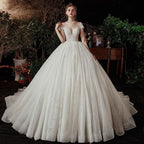 Luxury Wedding Dress With Sparkling Shiny Crystal Beads