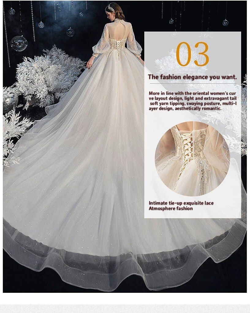 Luxury Princess Wedding Dress with Crystal Lace