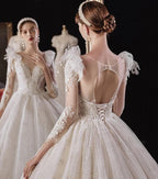Luxurious Princess Wedding Dress with Shiny Pearls EDW401