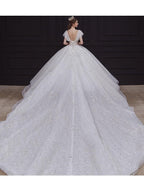 Luxury White Wedding Dress with Crystal Beads