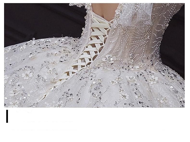 Luxury White Wedding Dress with Crystal Beads