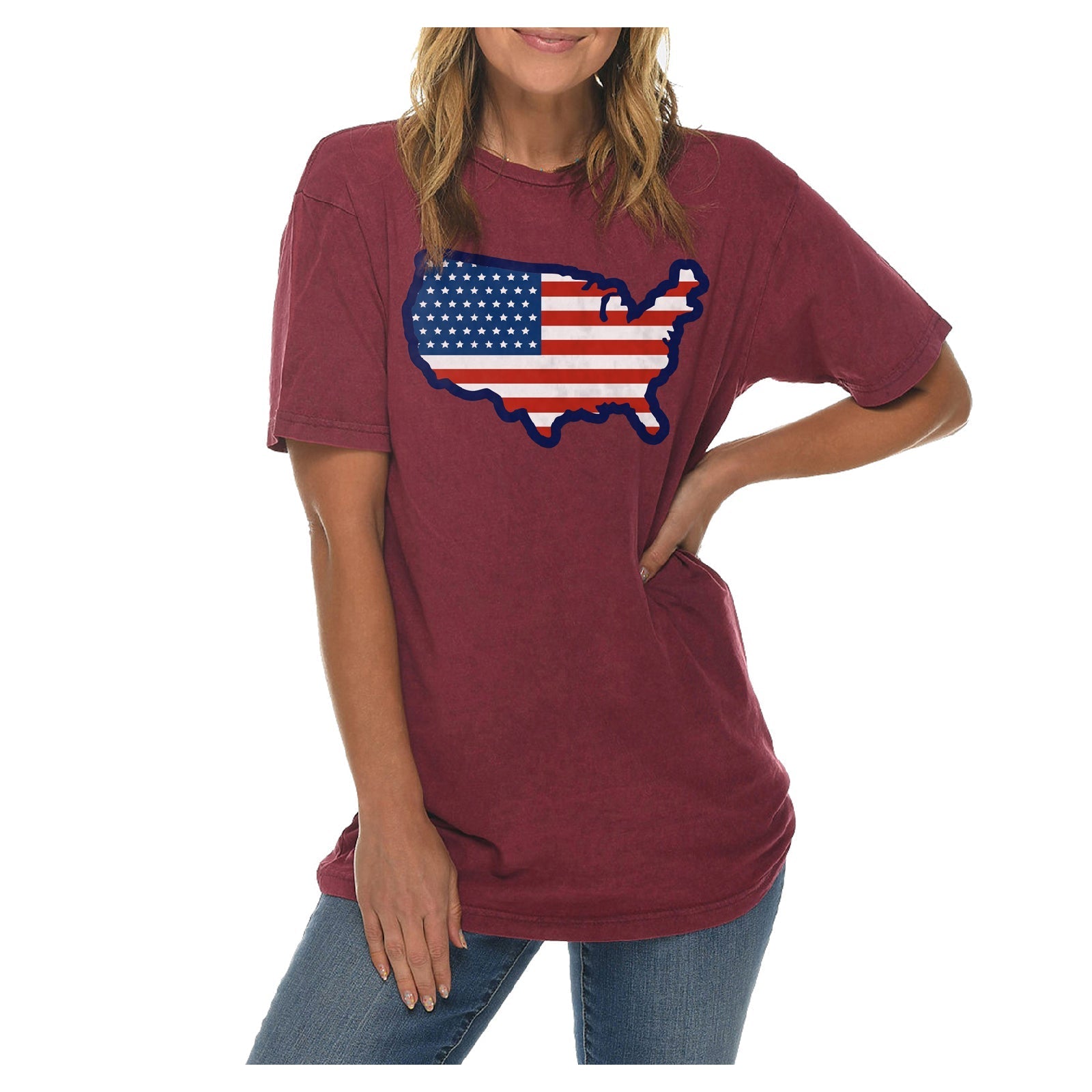 United States Map Flag Graphic Design Vintage Crewneck Tee