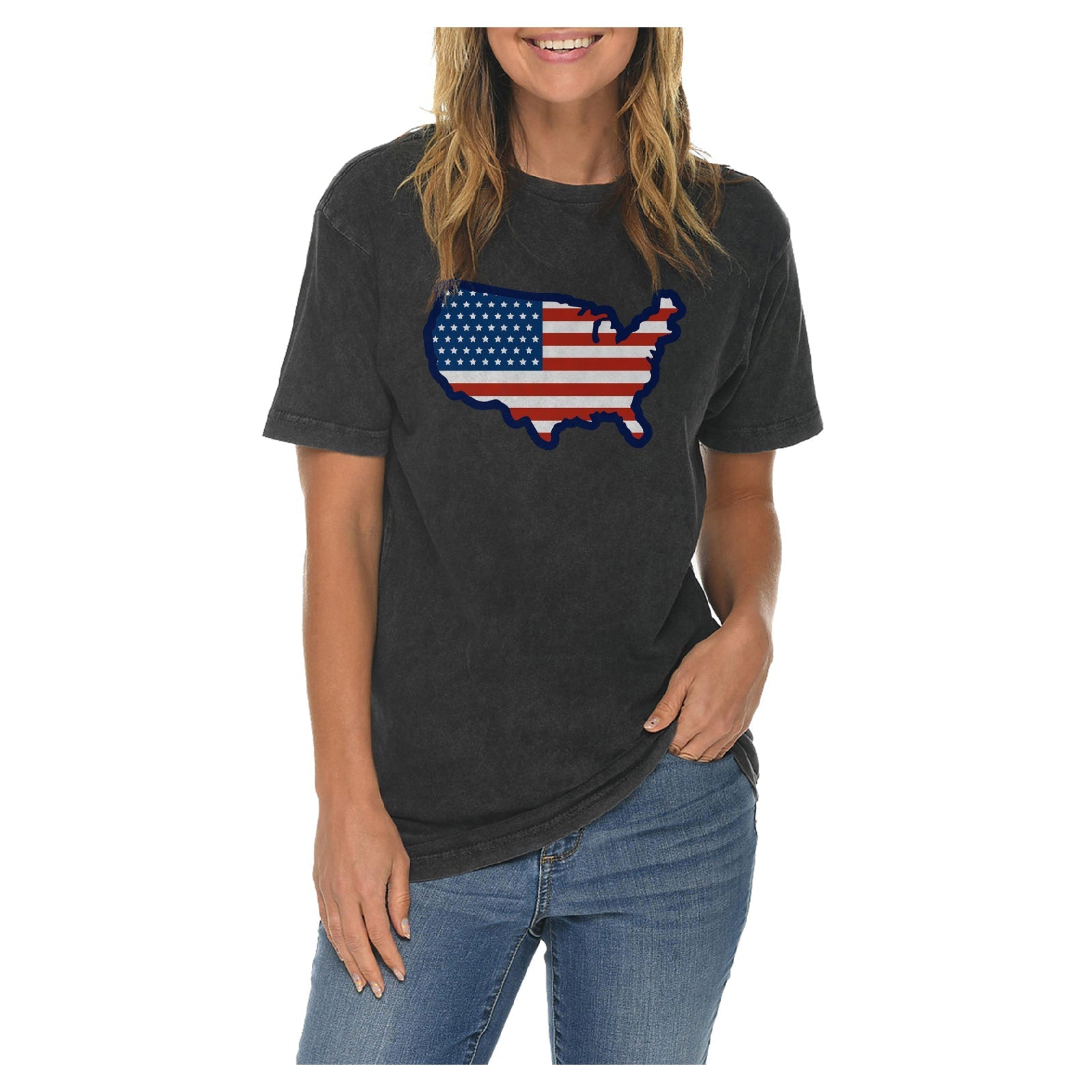 United States Map Flag Graphic Design Vintage Crewneck Tee
