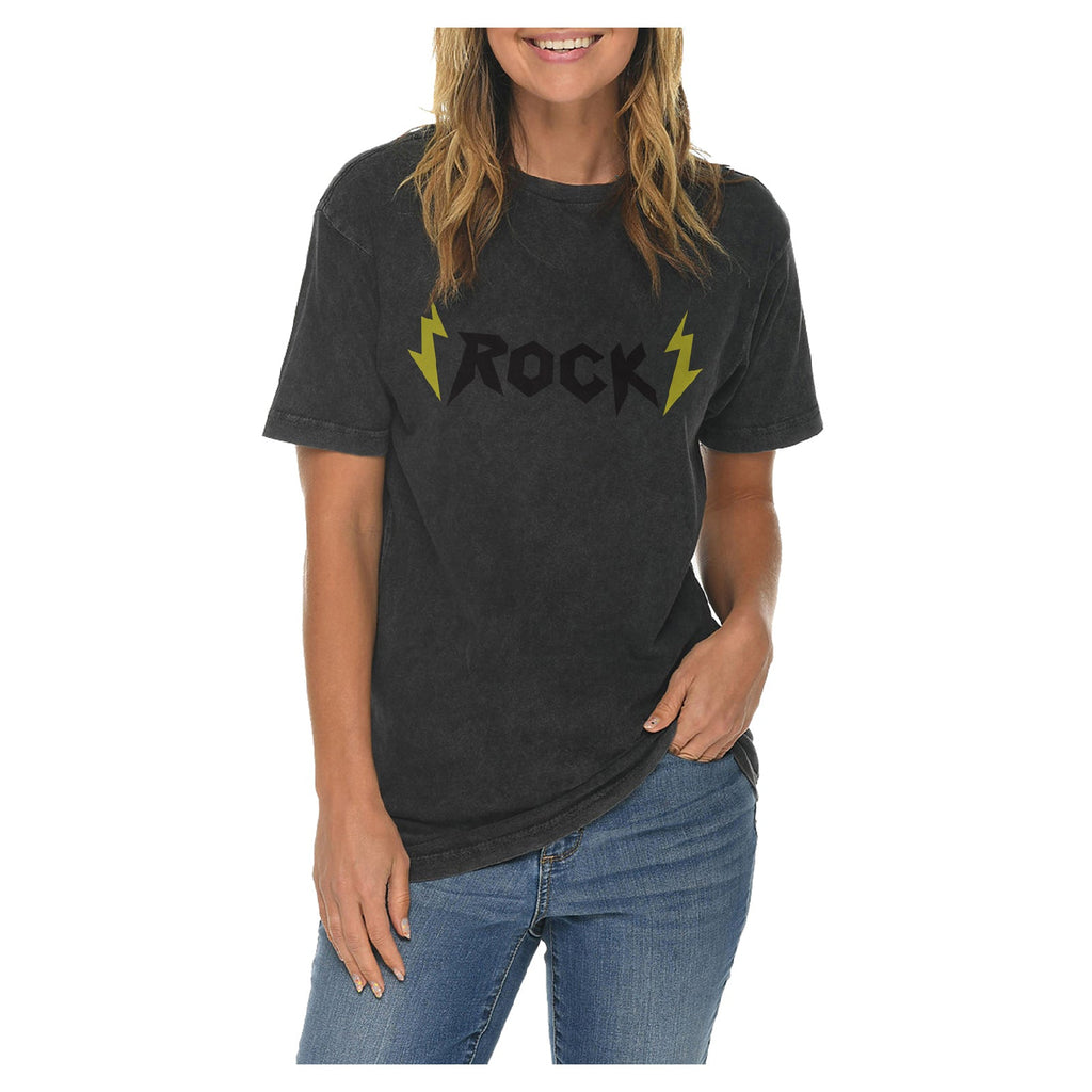 Rock Lightning Bolts Graphic Design Vintage Crewneck Tee