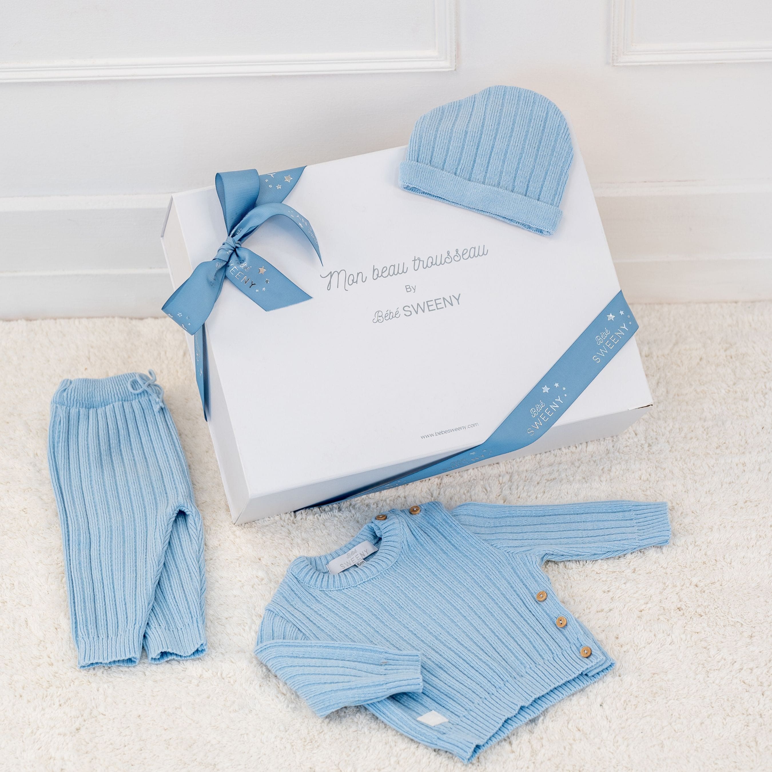REMY | Blue Ribbed Knit Leggings Set (3)
