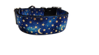 1.5" Wide Blue Stars and Moons Nylon Dog Collar