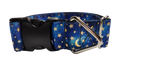 1.5" Wide Blue Stars and Moons Nylon Dog Collar