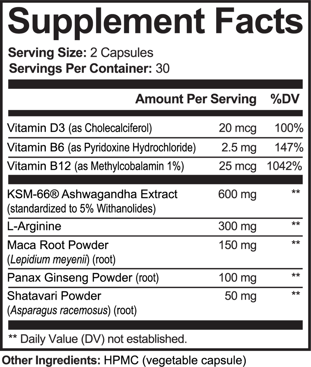 Ashwagandha Plus Dietary Supplement for Energy with KSM-66®, Maca & Ginseng – Stress, & Stamina Support | 60 Caps