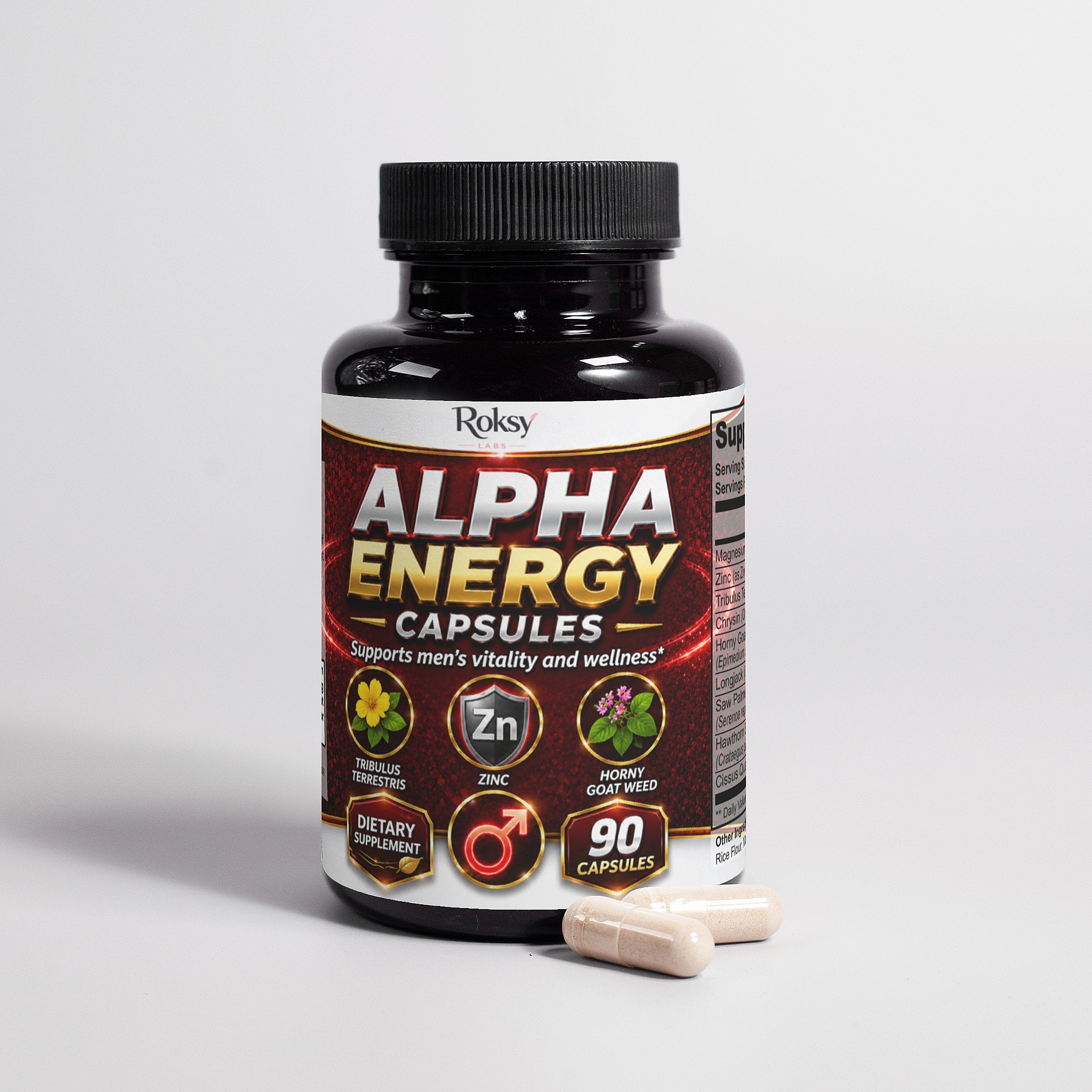 Alpha Energy 90 Caps with Horny Goat Magnesium Saw Palmetto