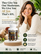 Mushroom 10X Capsules with Lion's Mane - 60 Count Reishi USA Made