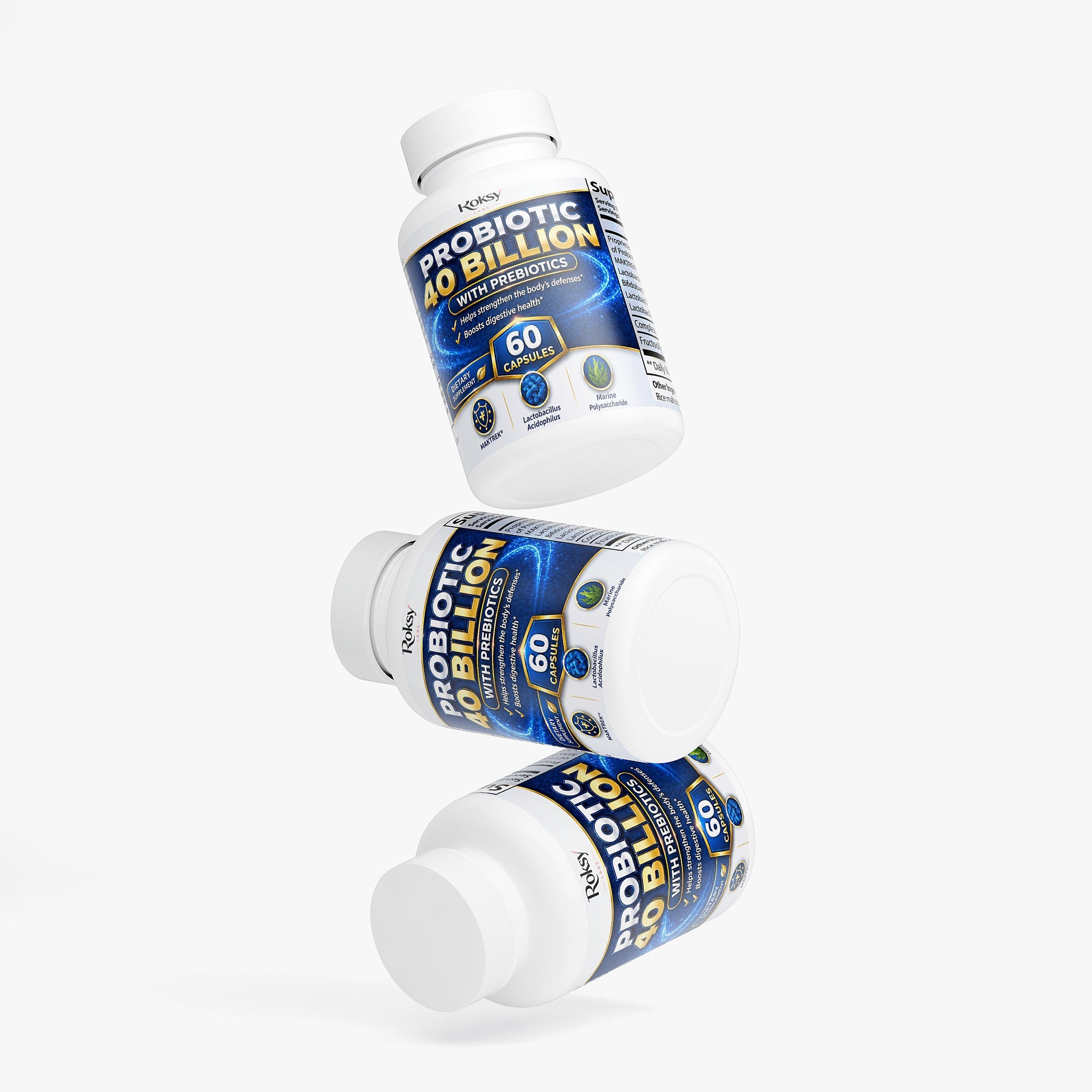 Probiotic Food Supplement - 40 Billion 60 Capsules with Prebiotics