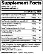 Prostate Support 60 Caps Saw Palmetto Nettle Pumpkin Seed Lycopene
