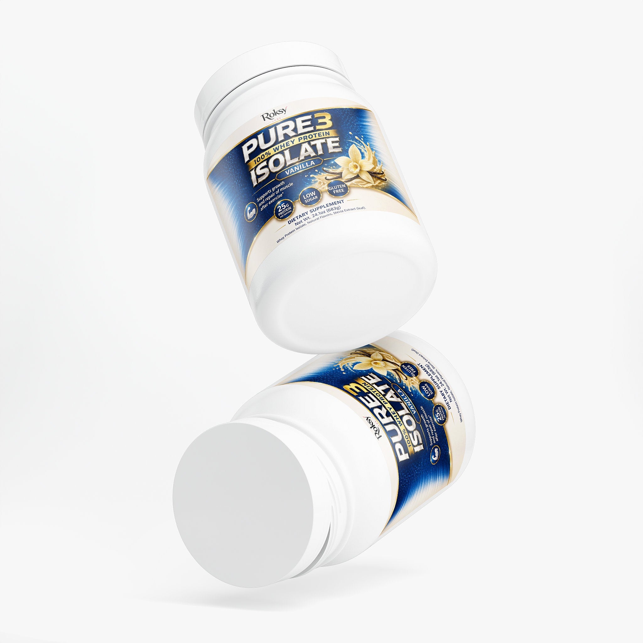 PURE3 Vanilla Protein Whey Powder - 100% Isolate 2 lb