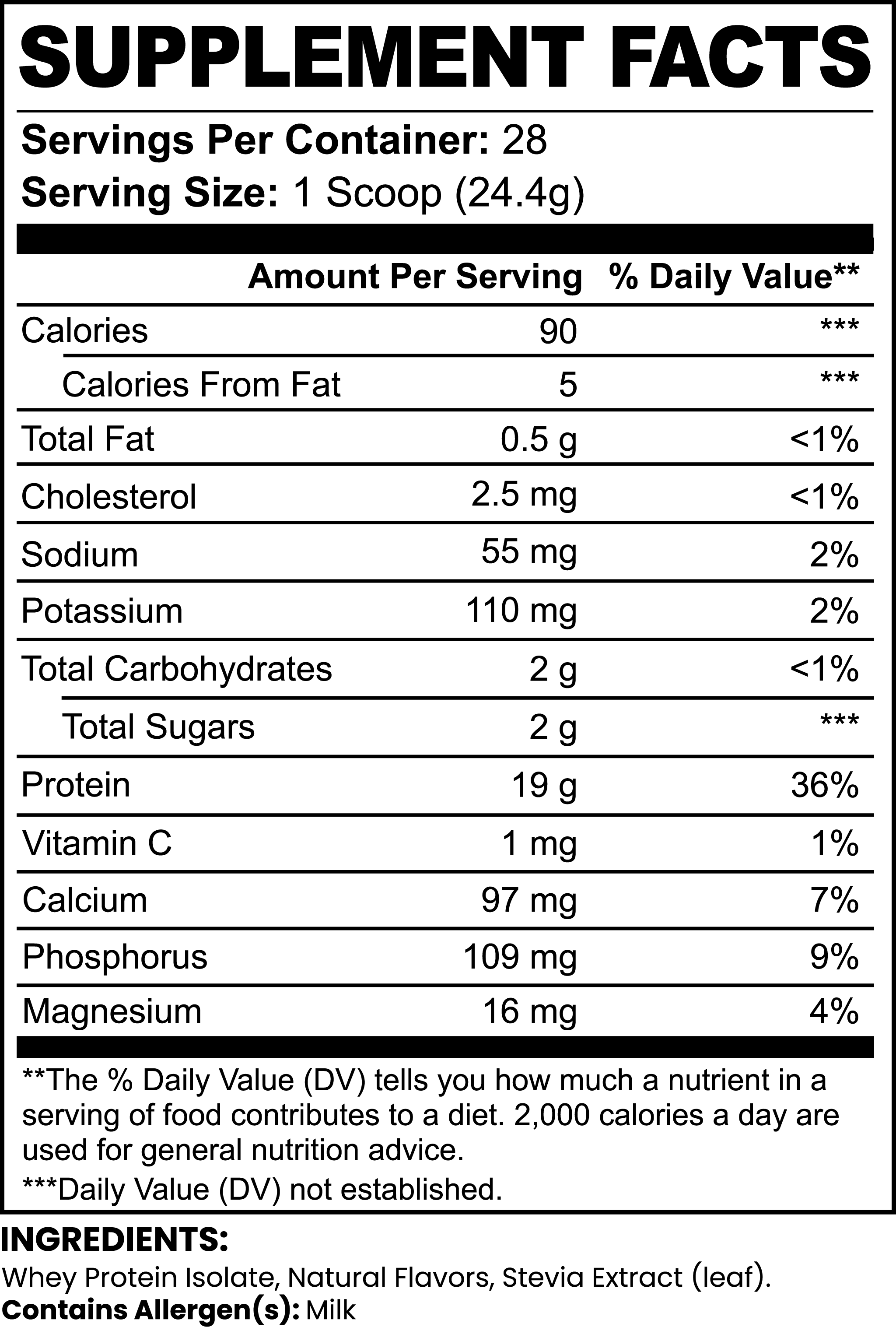 PURE3 Vanilla Protein Whey Powder - 100% Isolate 2 lb