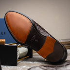 11-201-NIC ROMA Crocodile Penny Loafer, Nicotine