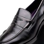15-400-BLK ROMA Hand Burnished Calfskin Penny Loafer Black