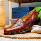 14-202-CGN ROSSI Teju Lizard Penny Loafer, Cognac