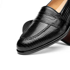 14-202-BLK ROSSI Teju Lizard Penny Loafer, Black