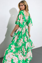MESSAGE IN A BOTTLE WOVEN MIDI DRESS