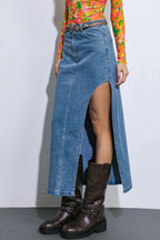 KEEP SHINING DENIM MIDI SKIRT
