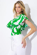 HAPPY TO BE HERE WOVEN TOP