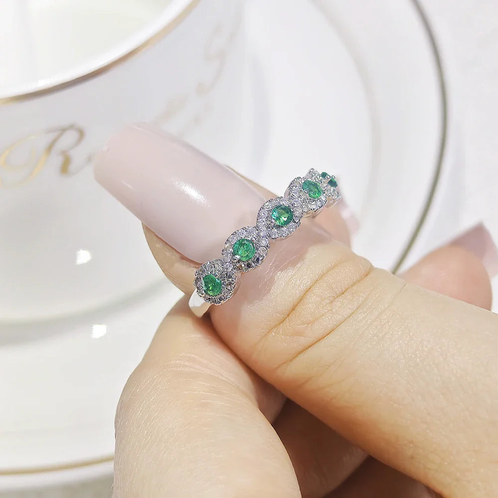 MyClosetAid Emerald & Diamond Ring Eternity Band
