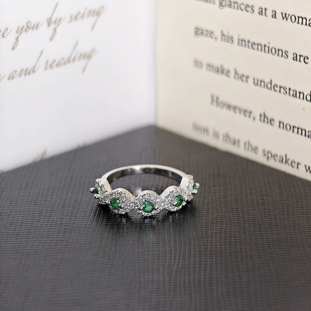 MyClosetAid Emerald & Diamond Ring Eternity Band